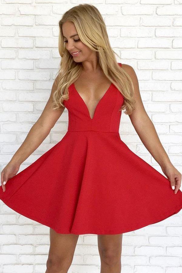 A-Linie Weiß Träger Satin Rückenfrei Kurzes Ballkleid Homecoming Kleid
