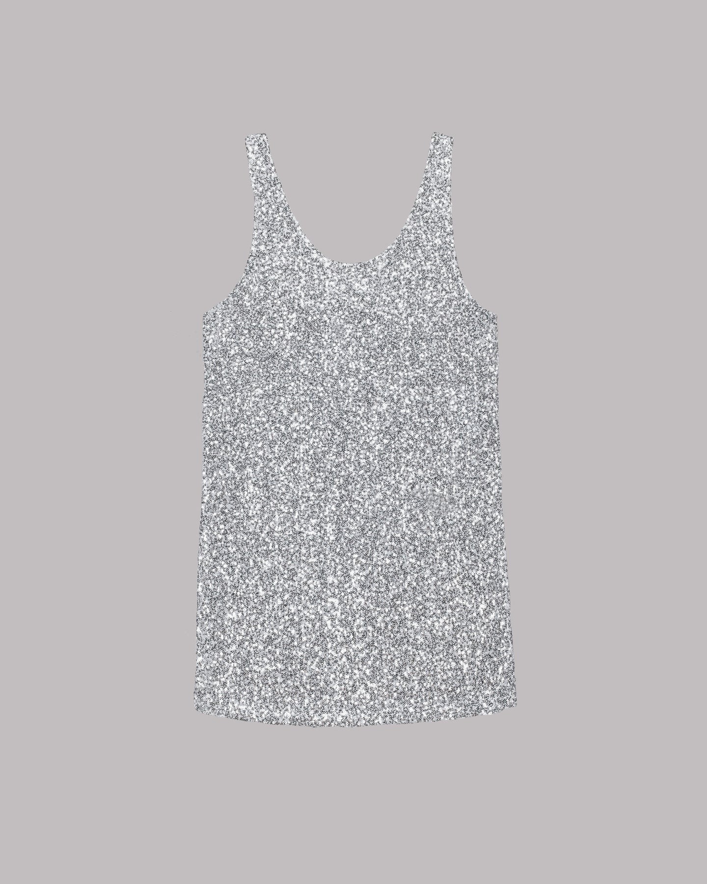 Funkelndes, entspanntes Tank-Minikleid mit Pailletten am Strand