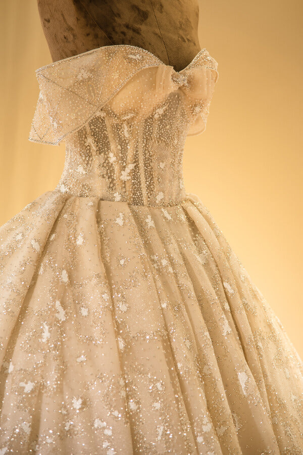 Amazing Strapless Cap sleeves Lace appliques Wedding Dress