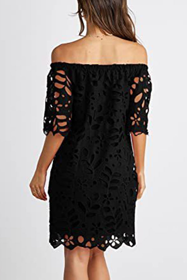 Trägerloses One-Shoulder-Hohlkleid INS lässiger Partykleidrock