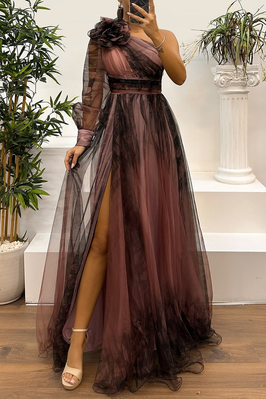 Vestidos de noche sexis con estampado floral, aberturas en la espalda y hombros caídos (6 colores)