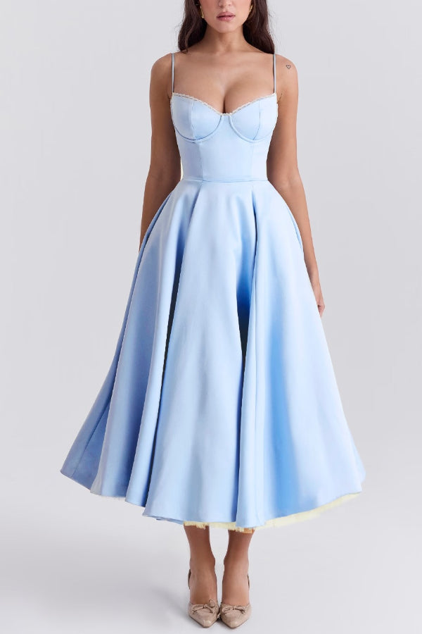 Ärmelloses Tutu-Maxikleid mit Strumpfhaltern und V-Ausschnitt