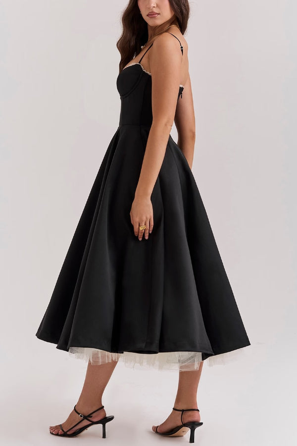 Ärmelloses Tutu-Maxikleid mit Strumpfhaltern und V-Ausschnitt