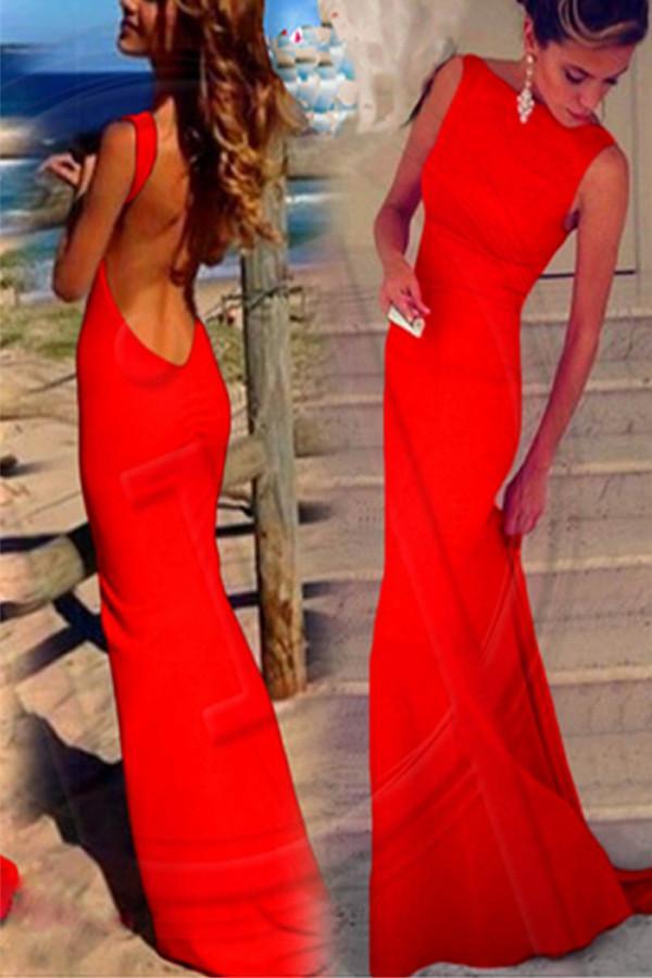 Rückenfreies Etuikleid Chiffon Lange Ballkleider Abendkleider
