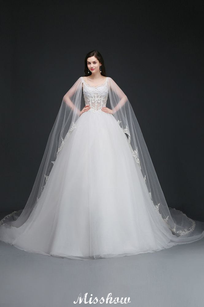 Ball Gowns Appliques Straps Tulle Elegant Wedding Dresses
