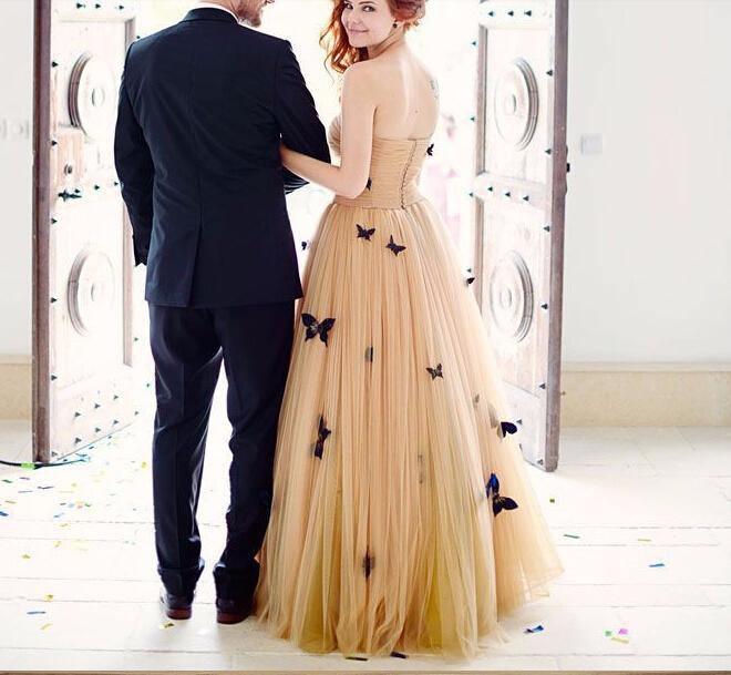 Beautiful Butterfly Wedding Dresses Sweetheart Ruffles Bridal Gown