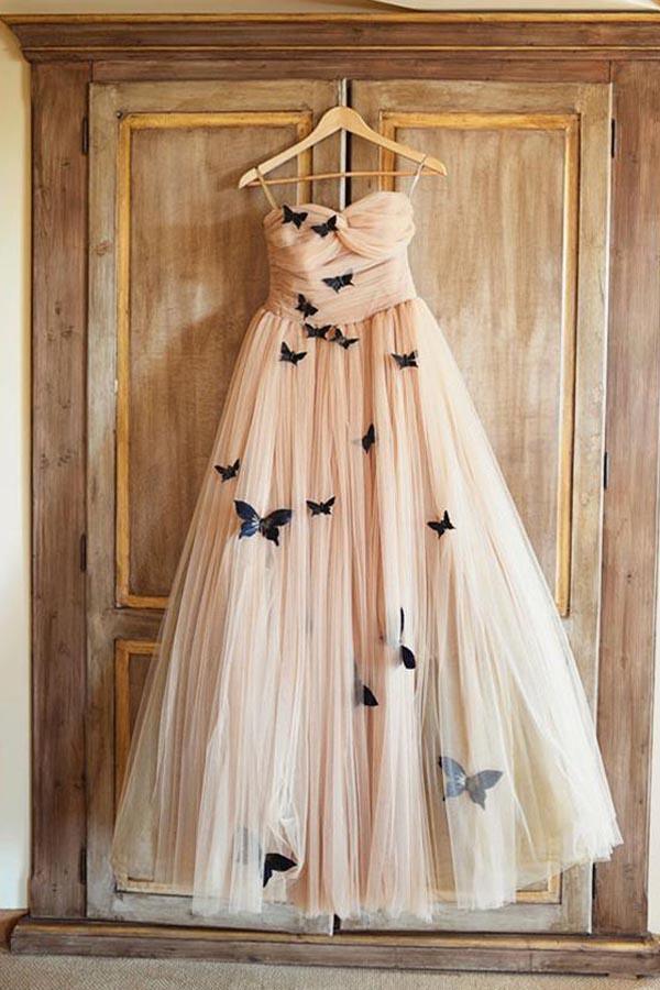 Beautiful Butterfly Wedding Dresses Sweetheart Ruffles Bridal Gown