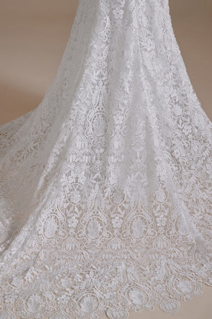Hermosos vestidos de novia de encaje hasta el suelo, sin mangas, estilo sirena, con hombros descubiertos y apliques