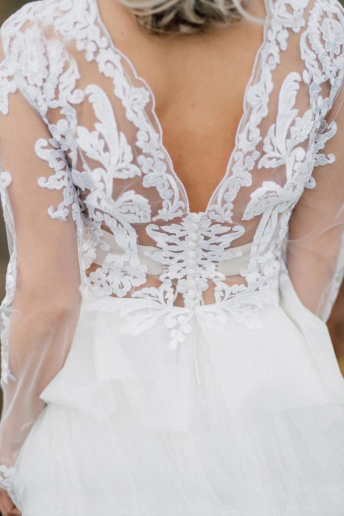 Boho Wedding Dress V Back Bridal Lace Gown Separates Wedding Dress