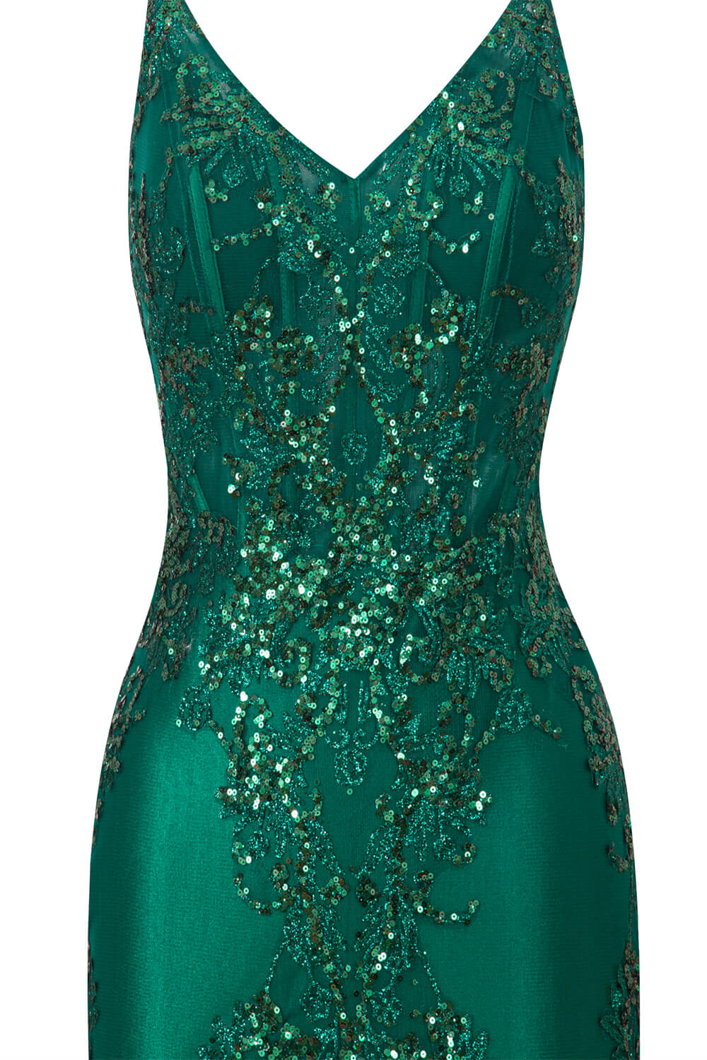 Vestido de fiesta de satén con escote en V corto y apliques