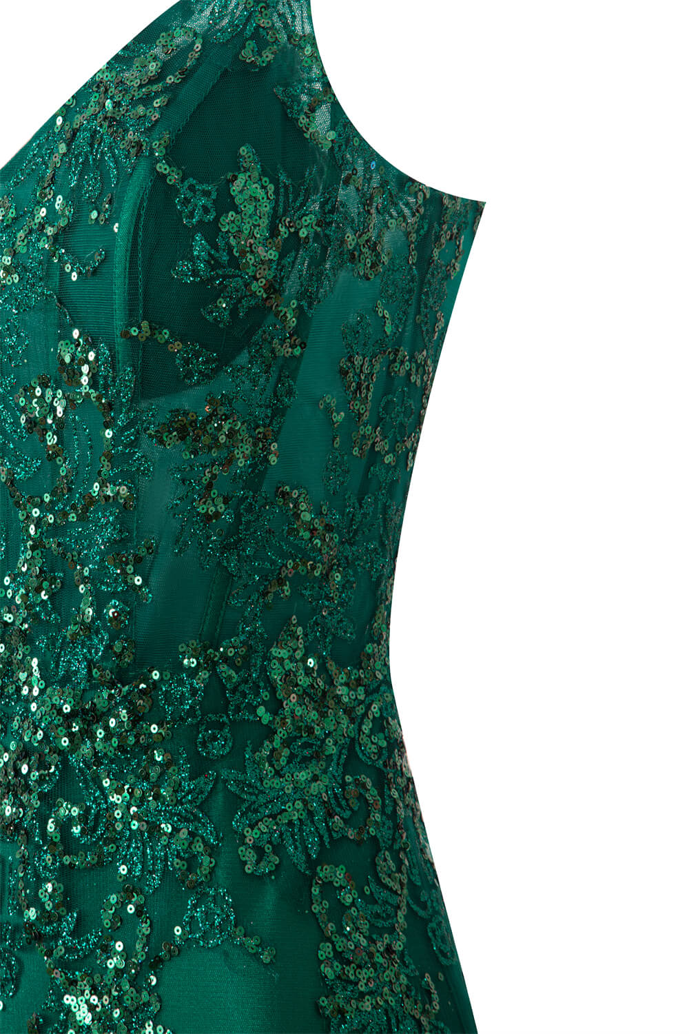 Vestido de fiesta de satén con escote en V corto y apliques