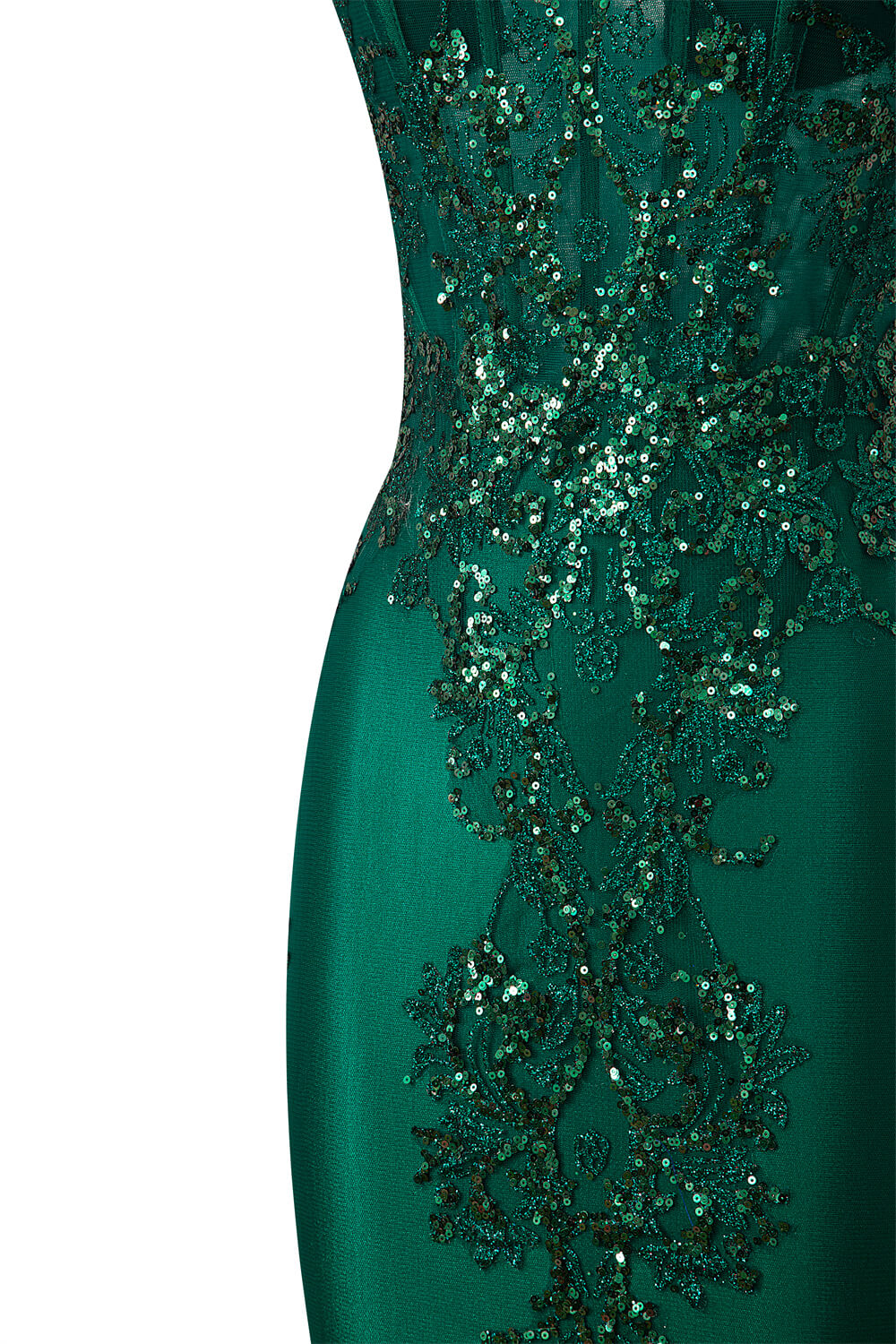 Vestido de fiesta de satén con escote en V corto y apliques