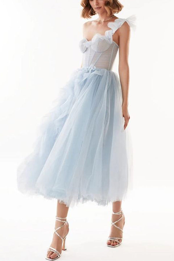 Slim Fit Mesh-Kleid Kleid Bankett Prinzessin Kleid