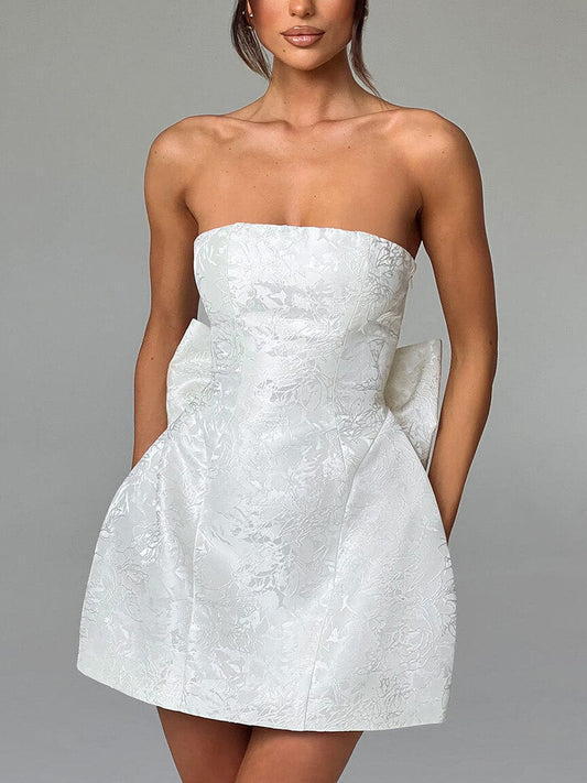 Vestido mini de tubo con lazo y top de jacquard, moderno y sexy