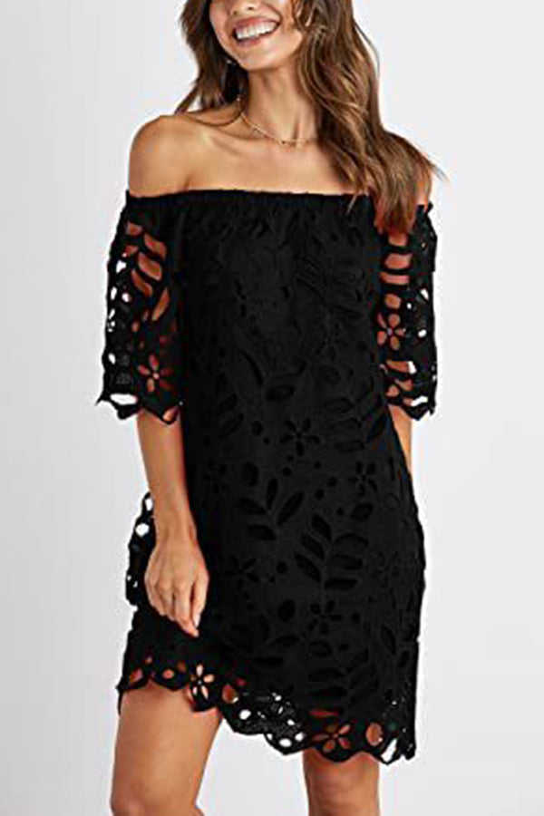 Trägerloses One-Shoulder-Hohlkleid INS lässiger Partykleidrock