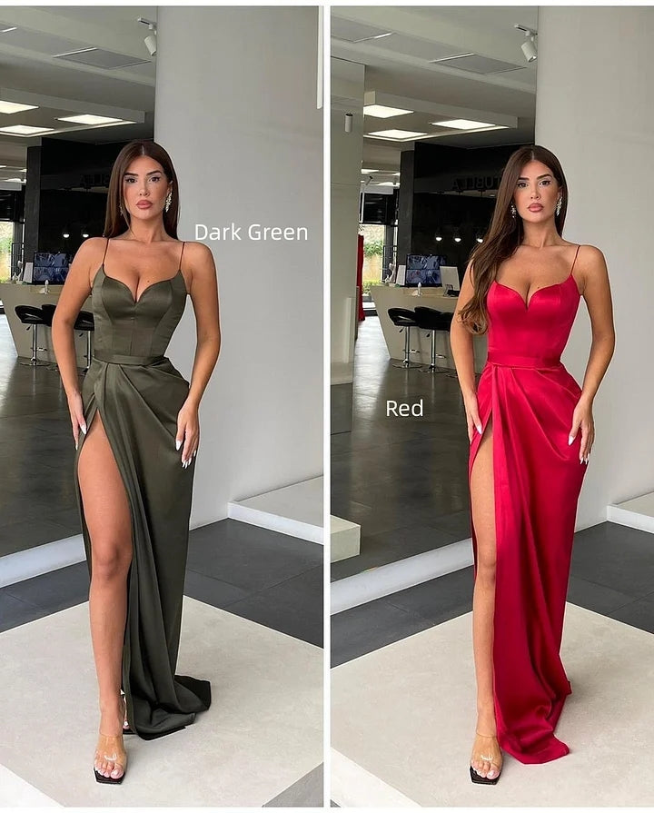 Long Mermaid Sweetheart Sleeveless Spaghetti Strap Prom Dress with Slit