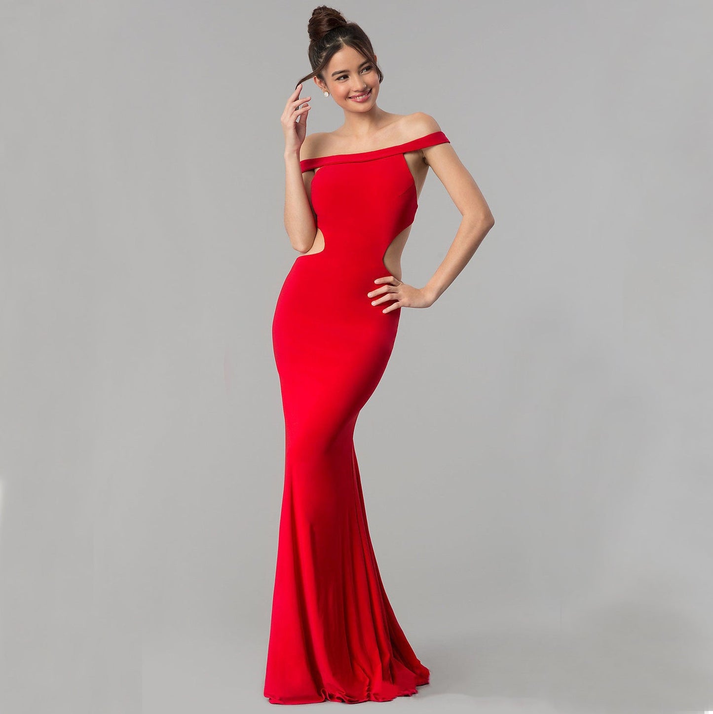 Schulterfreies Maxi-Abendkleid für Damen – Elegantes Abendkleid