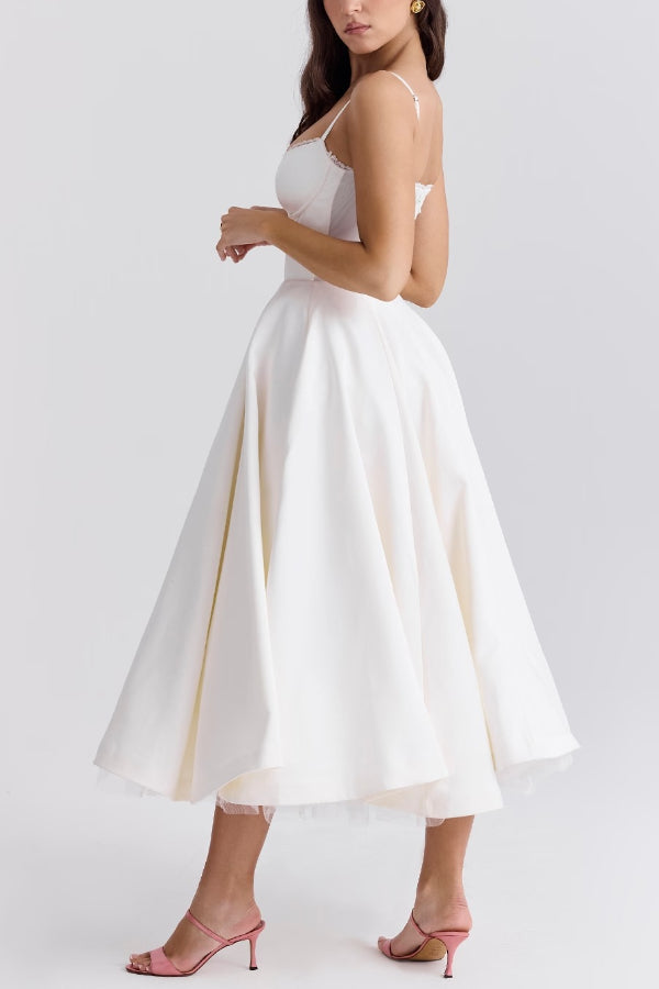 Ärmelloses Tutu-Maxikleid mit Strumpfhaltern und V-Ausschnitt