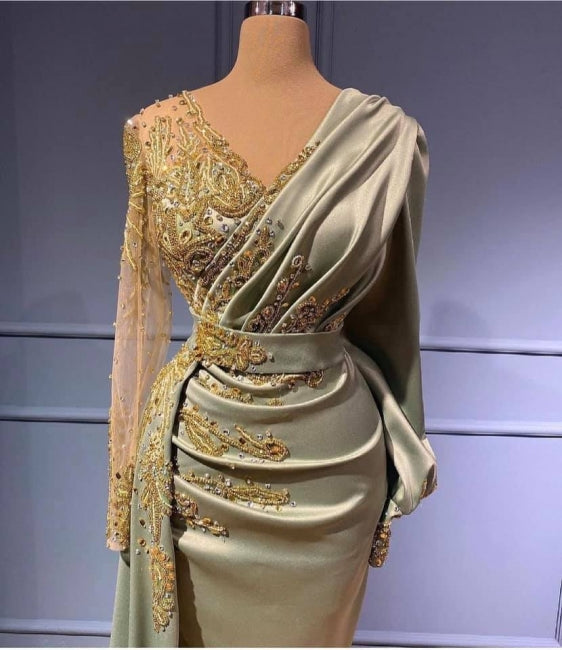 Vestidos de noche elegantes con mangas Vestidos de fiesta largos