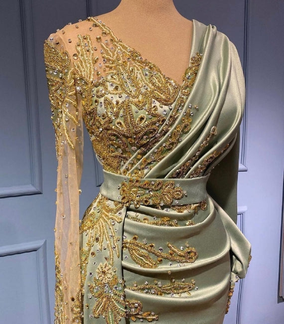 Vestidos de noche elegantes con mangas Vestidos de fiesta largos