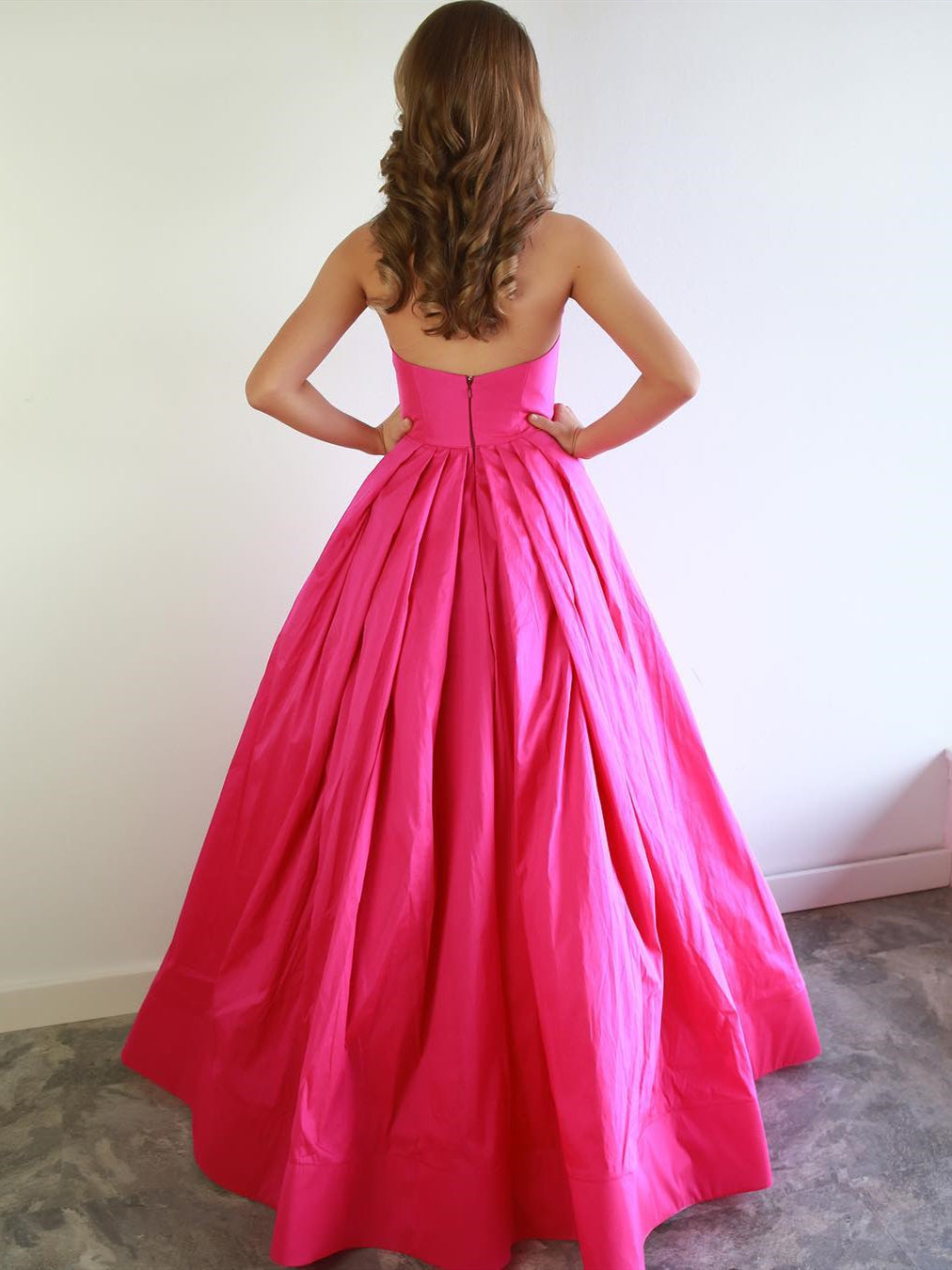 Elegant Fuchsia Long A-line Sweetheart Satin Graduation Formal Prom Dresses