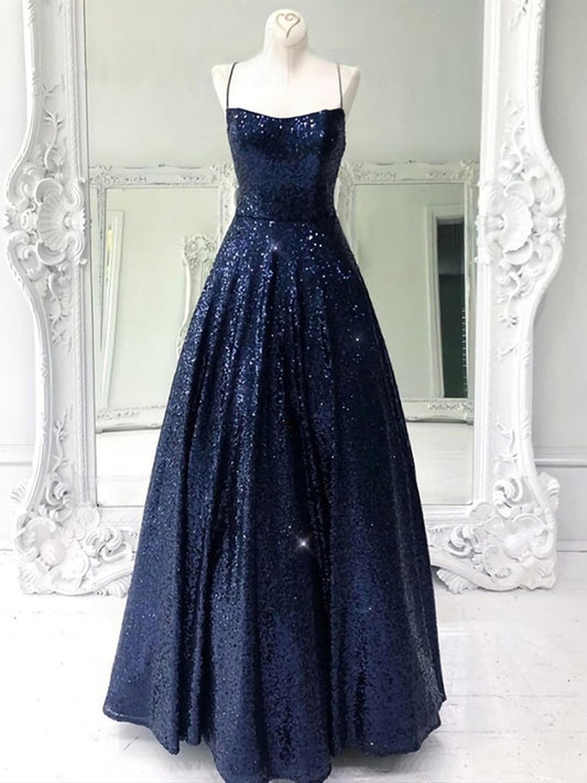 Elegantes langes, trägerloses A-Linien-Ballkleid mit Pailletten und offenem Rücken