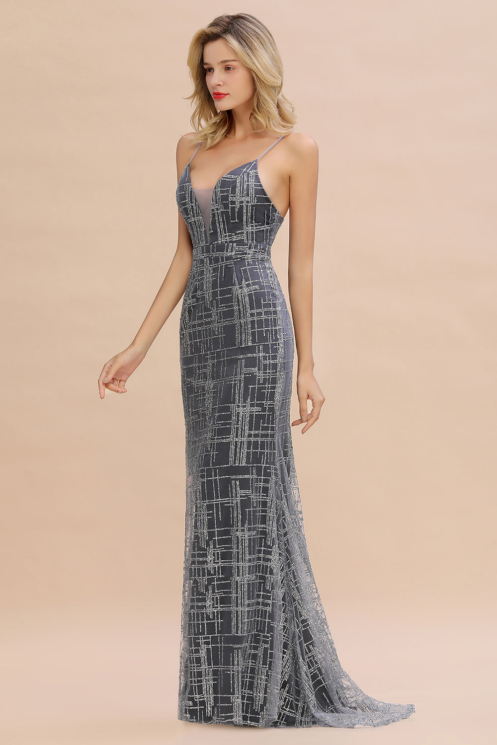 Elegantes ärmelloses langes Abendkleid im Meerjungfrauenstil