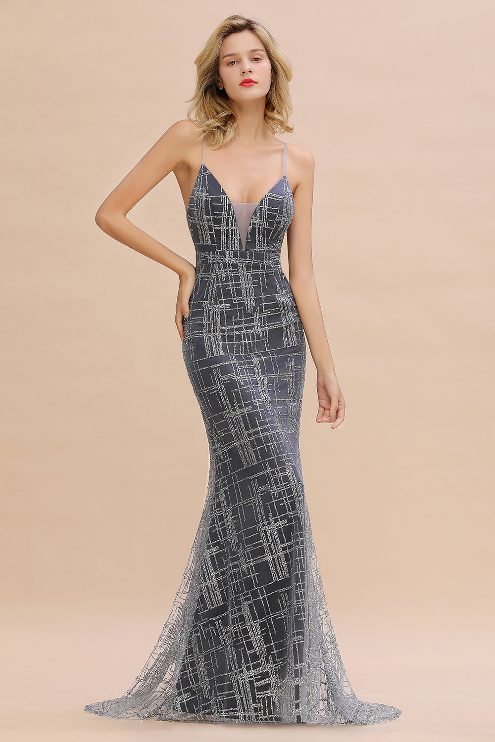 Elegantes ärmelloses langes Abendkleid im Meerjungfrauenstil