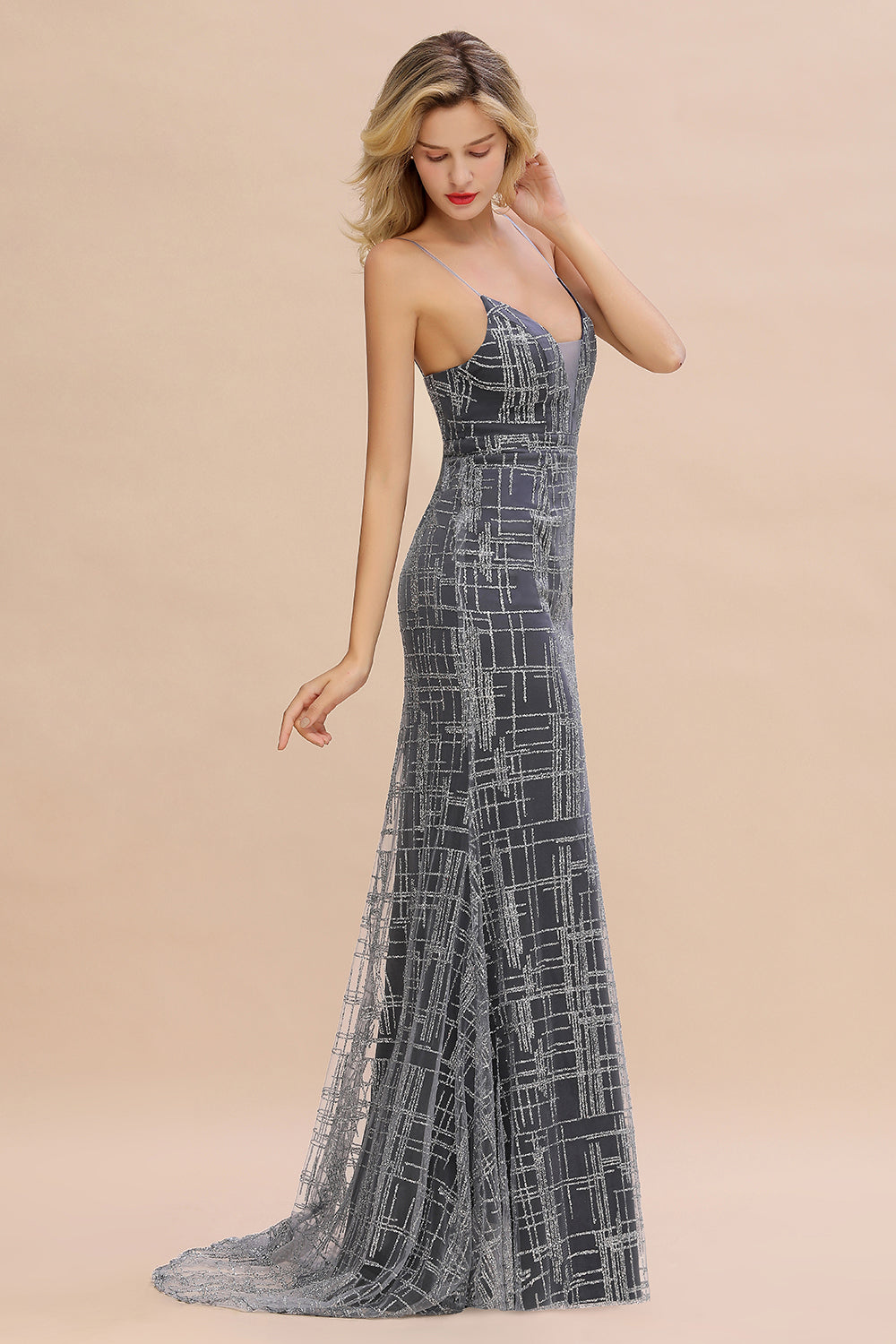 Elegantes ärmelloses langes Abendkleid im Meerjungfrauenstil