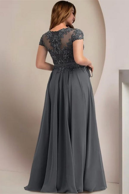 Vestidos elegantes de dama de honor con mangas casquillo, corte A y talla grande, vestidos para madre de la novia
