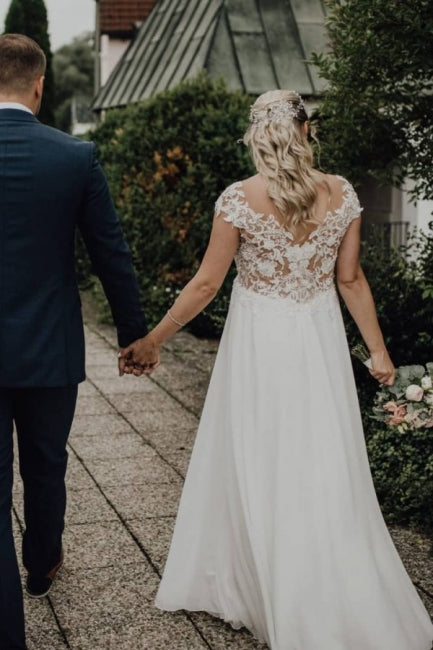 Elegante Brautkleider Lang Tüll | Brautkleider mit Spitze