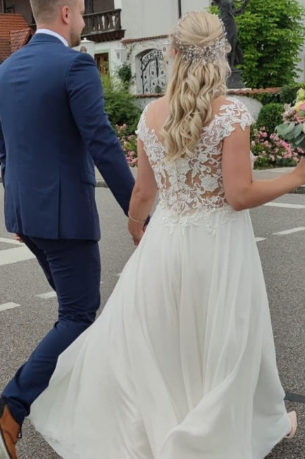 Elegante Brautkleider Lang Tüll | Brautkleider mit Spitze