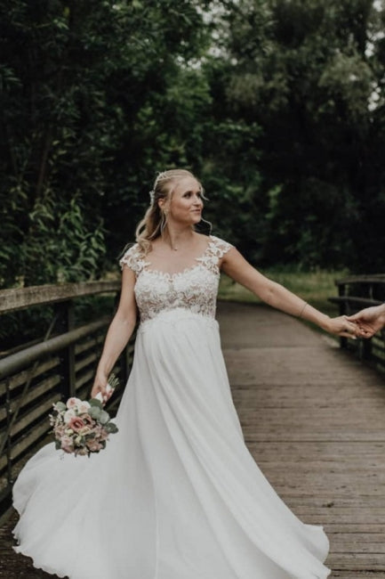 Elegante Brautkleider Lang Tüll | Brautkleider mit Spitze