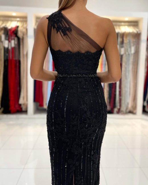 Vestidos de noche Vestidos de cóctel negros cortos con encaje