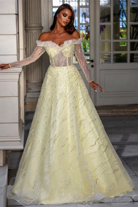 Exquisites bodenlanges Brautkleid mit Herzausschnitt und langen Ärmeln in A-Linie und Pailletten