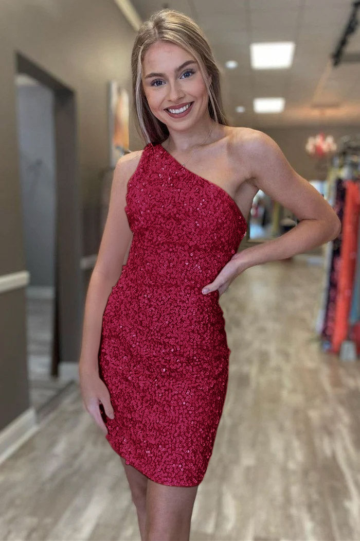 Vestido de fiesta con lentejuelas y un solo hombro