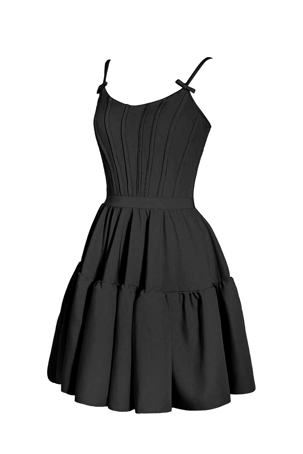 Vestido de fiesta con cordones y volantes en forma de A