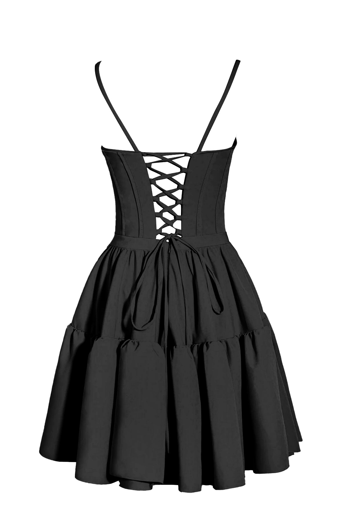 Vestido de fiesta con cordones y volantes en forma de A