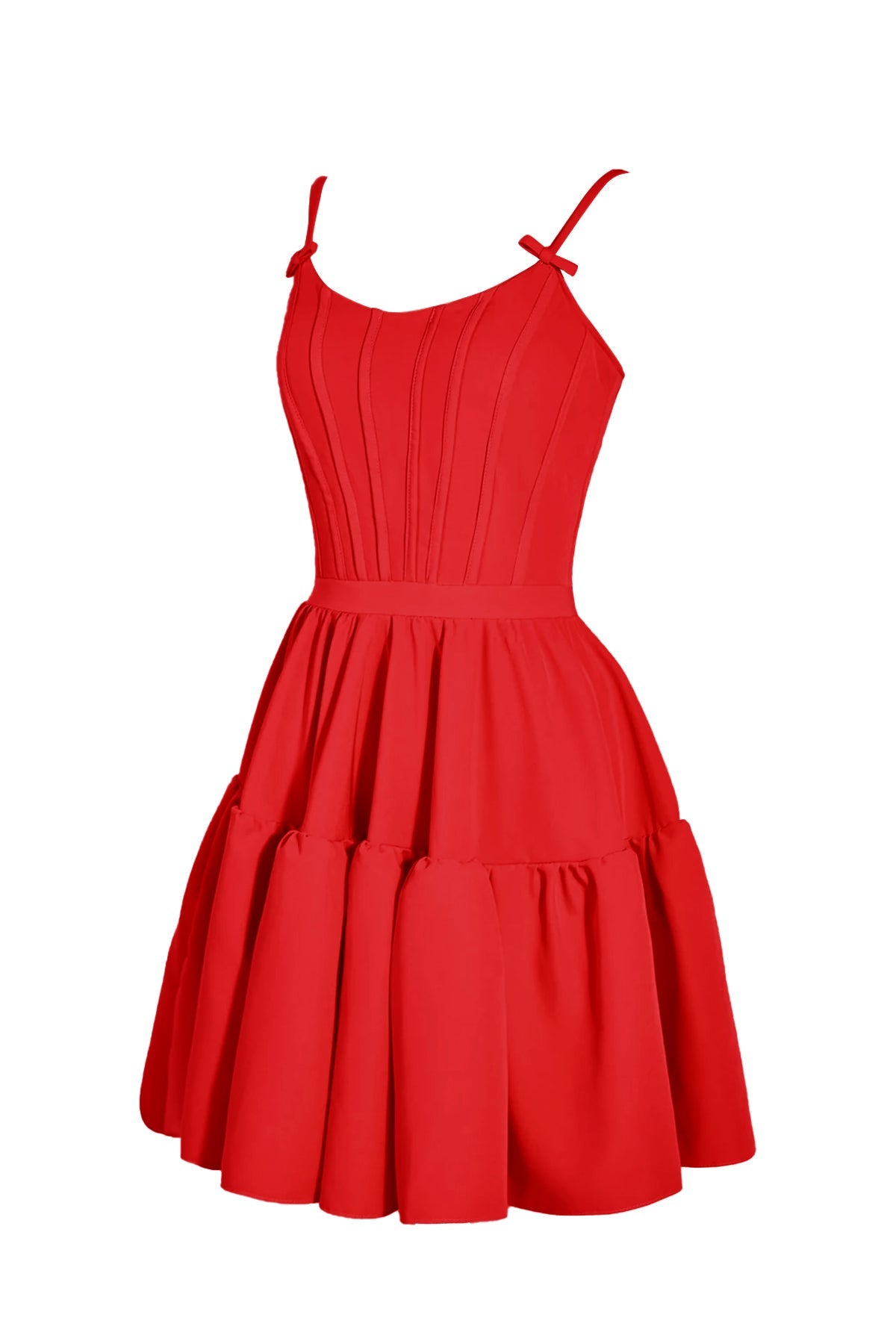 Vestido de fiesta con cordones y volantes en forma de A