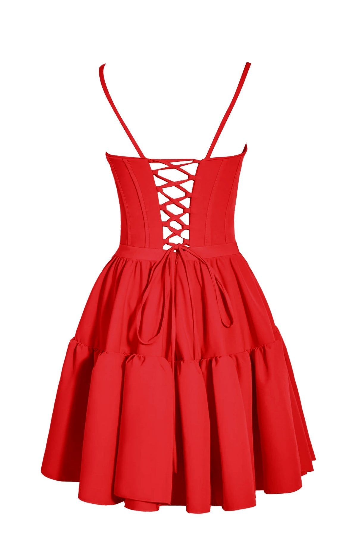 Vestido de fiesta con cordones y volantes en forma de A