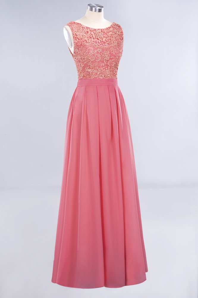Vestidos de fiesta sencillos con volantes y encaje floral | Vestidos de noche coral sin mangas y corte A