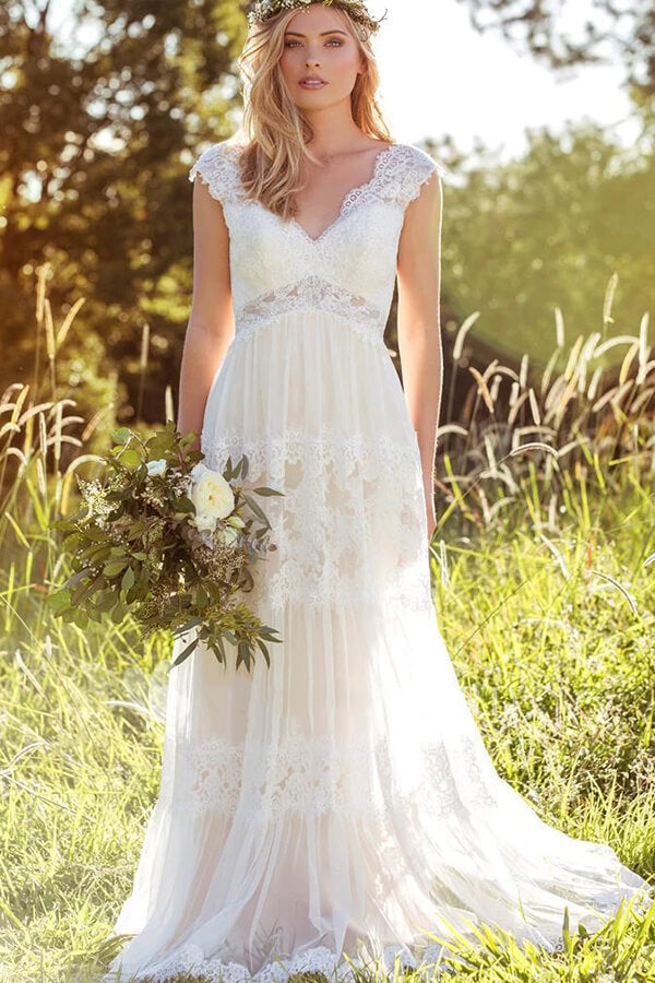 Latest Long A-line Sweetheart Empire Waist Lace Tulle Wedding Dress – YOYOCAMP