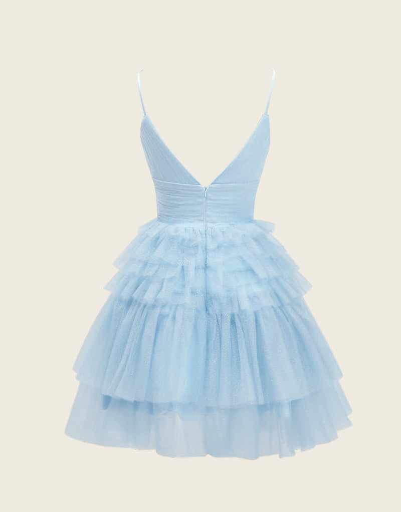 A-Linien-Heimkehrkleid mit tiefem V-Ausschnitt und Stufen