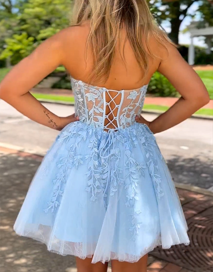 A-Linien-Korsett-Heimkehrkleid mit Applikationen
