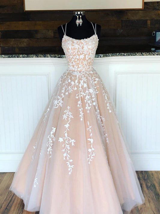 Langes A-Linien-Kleid aus Spitze und Tüll für formelle Abschlussfeiern, Abend- und Ballkleider