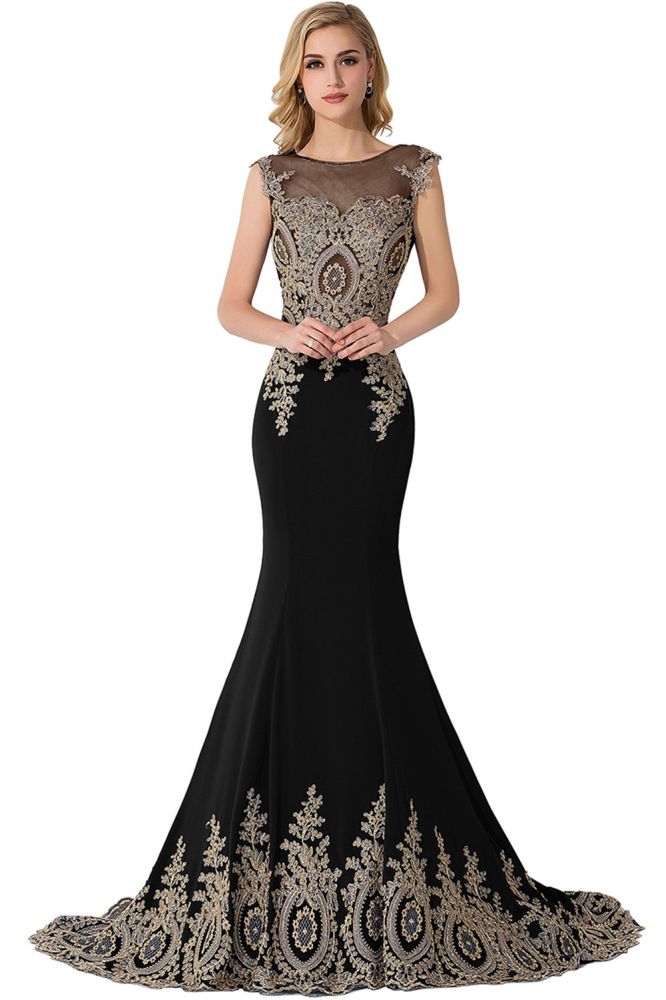 Meerjungfrau Applikationen Hofschleppe Chiffon Abendkleid