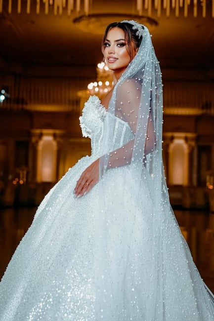 Moderne Prinzessin ärmellose A-Linie Brautkleider mit Glitzer