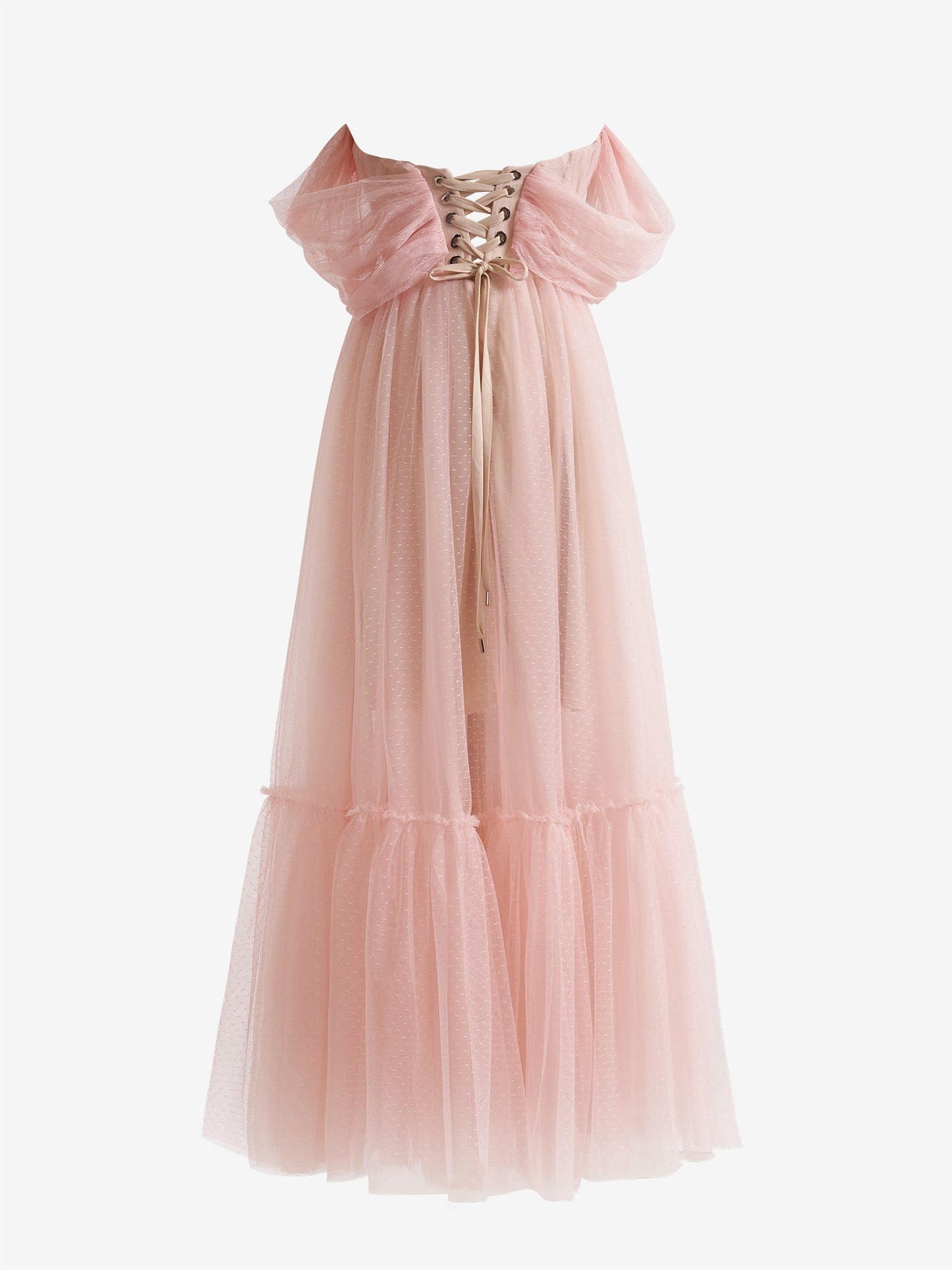 A-Linien-Ballkleid aus rosa Tüll mit Herzausschnitt und bodenlangem Saum