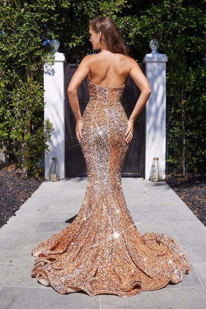 Vestido de fiesta largo sin tirantes