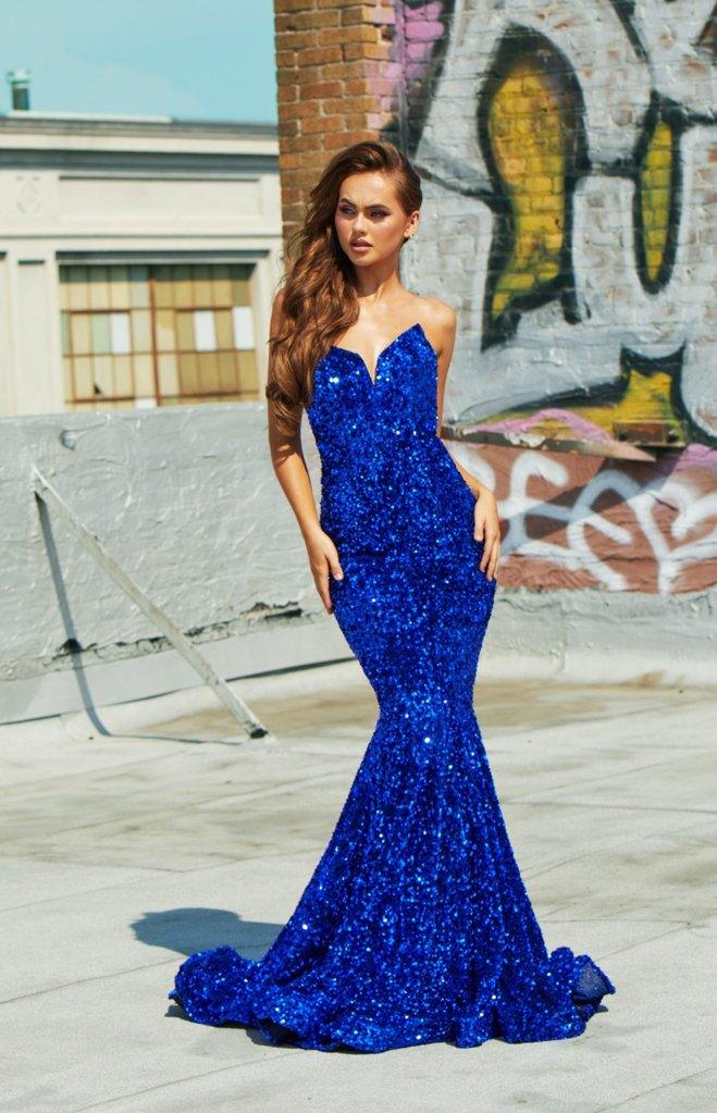 Vestido de fiesta largo sin tirantes